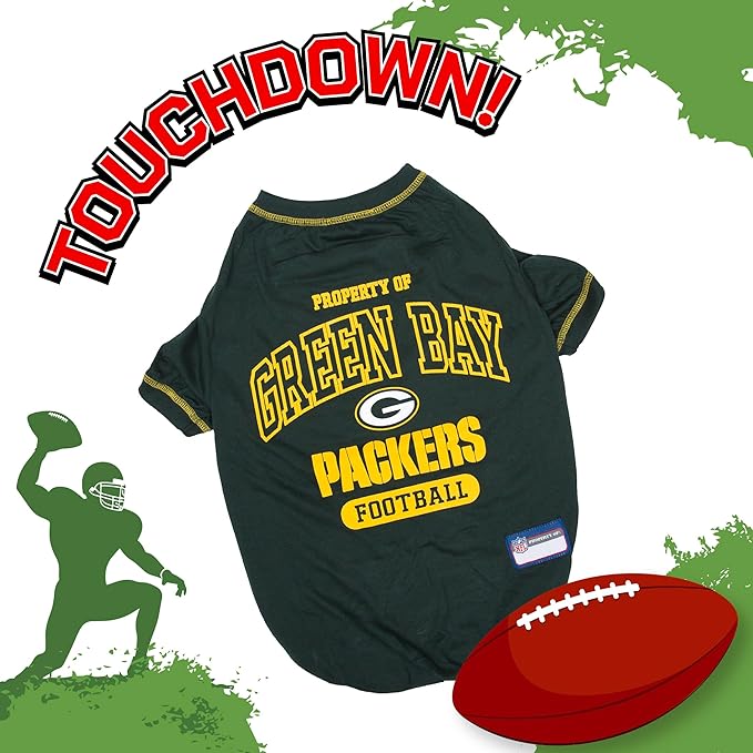 NFL Green Bay Packers Dog T-Shirt for Pets, Size X-Small. Officially Licensed Pet Shirt with Team Logo, Soft Stretchable Comfort Fit Apparel for Dogs & Cats