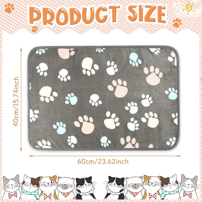 Tatuo 4 Pack Fleece Dog Blankets for Puppy Cats Multi-Size Sleep Mat for Pet Guinea Pig Soft Washable Warm Crate Bed Puppy Teething Toys Print Pattern Blanket Indoor(Dark Gray,24 x 16 Inch,Paw)