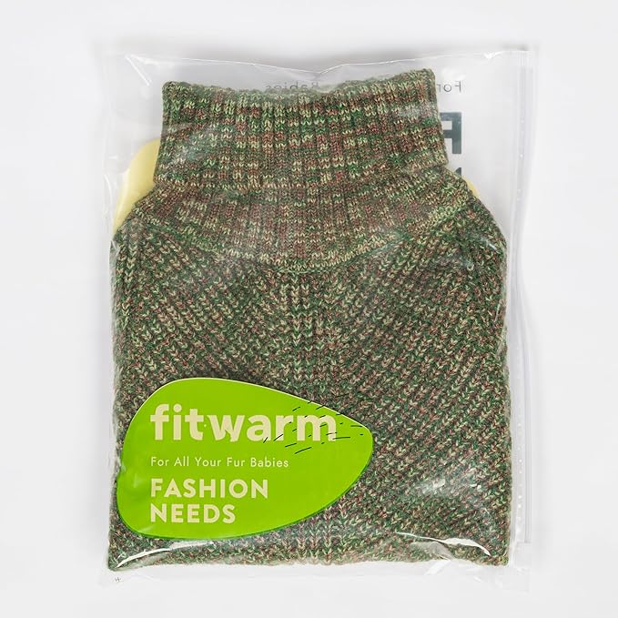 Fitwarm Knitted Turtleneck Dog Sweater, Thermal Dog Winter Clothes for Small Dogs Boy Girl, Holiday Pet Outfit, Heather Green, XS