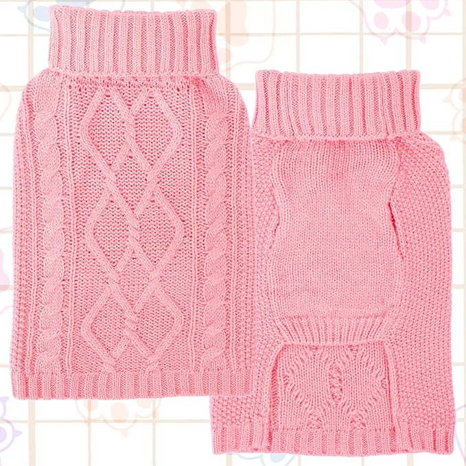 Dog Sweaters for Small Dogs Winter Dog Clothes Turtleneck Puppy Sweater Warm Pet Clothes Knitted Solid Cat Sweater Dogie Outfit XS~L(Light Pink,M)