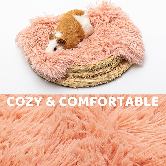 Guinea Pig Blankets 4 Pack, Warm Cozy Pet Cage Accessories for Guinea Pig Hedgehog Rabbit Hamster Chinchilla Ferret Small Animals, Fleece Cage Liners Bedding Mat Washable for Cold Weather