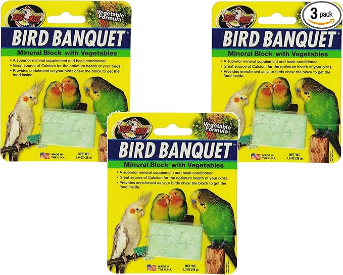(3 Pack) Zoo Med Laboratories Bird Banquet Vegetable Mineral Block, Small