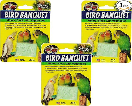 (3 Pack) Zoo Med Laboratories Bird Banquet Vegetable Mineral Block, Small