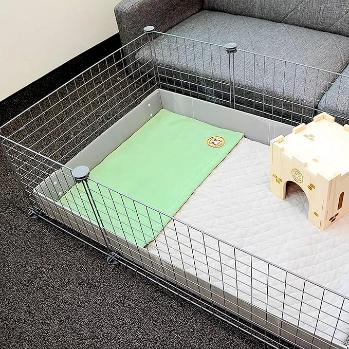GuineaDad Original Reusable Cage Liner – Sea Green Fleece Bedding with Burrowing Pocket – Extra Absorbent Core & Waterproof Bottom – Fits C&C 2x4 Guinea Pig Cages – Small Animal Supplies