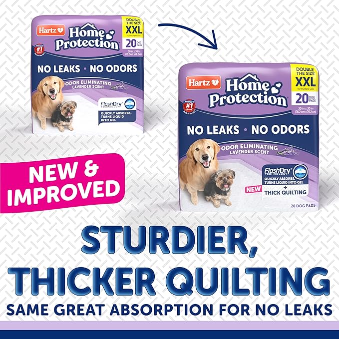 Hartz Home Protection Super Absorbent Odor Eliminating Lavender Scented No Leak Dog Pads, XXL 20 Count (Pack of 3)