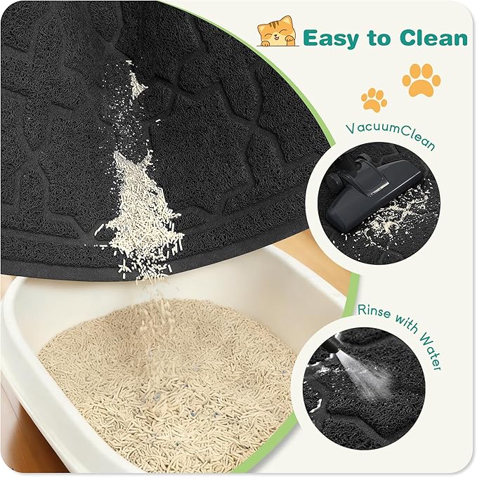Yimobra Cat Litter Mat, 24"x20" Litter Mat with Litter Lock Mesh, Soft Cat Litter Mat Litter Trapping Mat, Easy to Clean, Non-Slip, Water Resistant, Litter Free Floors, Black