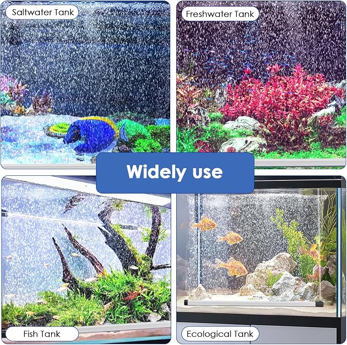 hygger Aquarium Bubble Strip, Nano Air Bubble Curtain Wall Aquarium, Quiet High Dissolved Oxygen Diffuser Fish Tank Bubbler Decorations Self-Sinking for Freshwater Saltwater (27.5 Inch)