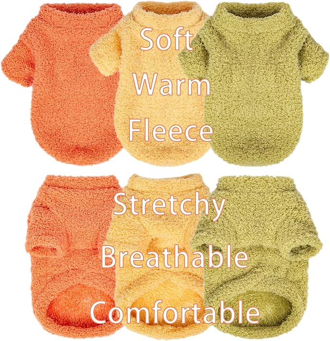 Dog Sweater, 3 Pack Sweaters for Small Dogs Girl, Dog Clothes for Medium Dogs Male or Boy, Ultra Soft and Warm Puppy Coat for Winter Christmas (X-Large, Orange+Yellow+Green)