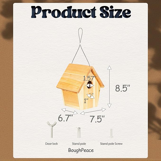Wooden Bird Houses for Outside Hanging Birdhouses Nest Bluebird House for Cardinals Finch Wren Swallow for Garden Viewing 2