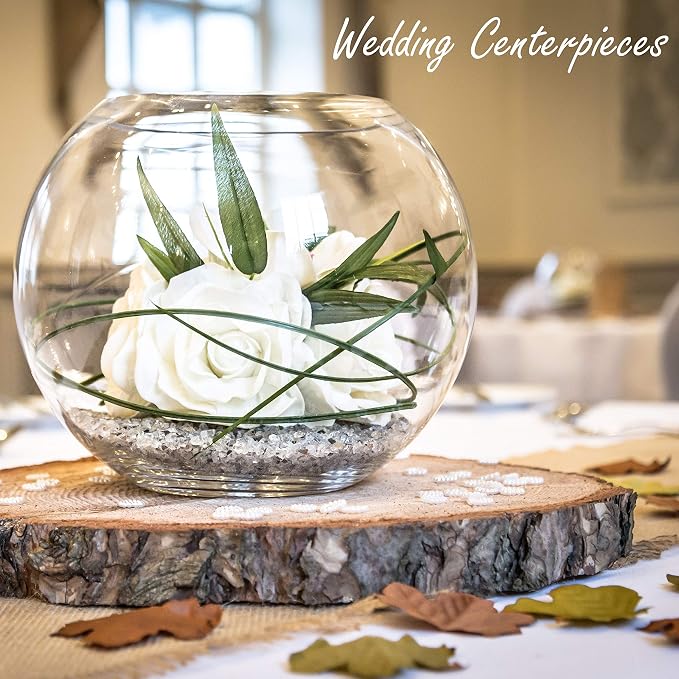 CYS EXCEL Large Glass Bubble Bowl (H-12 W-13, Approx. 5.3 Gal.) Round Bowl Terrarium Globe Flower Vase Centerpiece for Weddings Events Arrangements