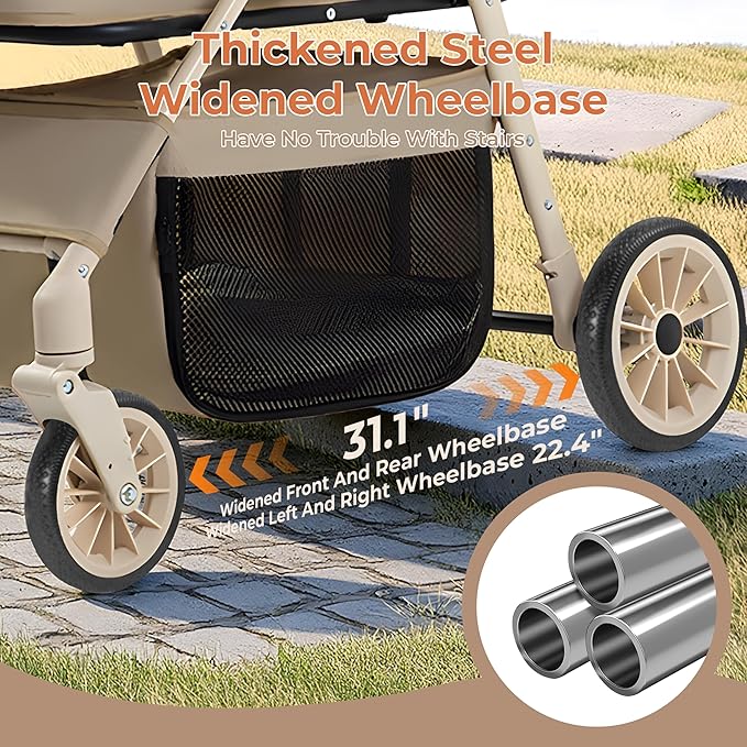 Dog Cat Stroller for Small & Medium Pets up to 55 lbs, Foldable Pet Stroller with Detachable Carrier, 4 Swivel Wheels, Adjustable Handle & Canopy