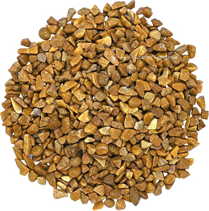 Yellow Jasper Crystal Chips Aquarium Gravel Rocks - Amethyst Chips Bulk Fish Tank Gravel, Small Tumbled Stone Chips and Tiny Crystals for Decoration (Natural AAA Grade Gemstones)