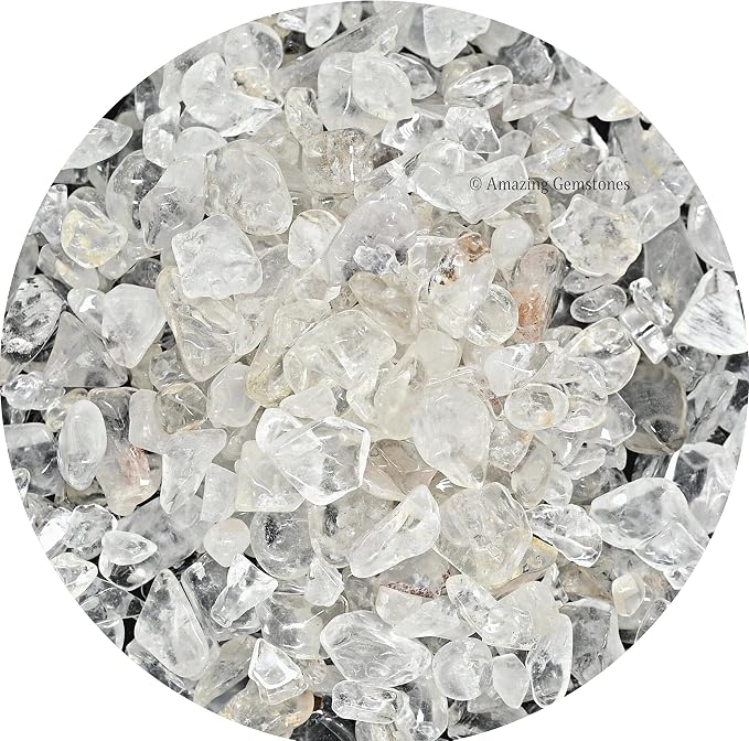 Amazing Gemstone Clear Quartz Crystal Chips and Tiny Crystals for Aquarium Gravel - Bulk Fish Tank Gravel, Small Tumbled Stone Chips and Tiny Crystals for Decoration (Natural AAA Grade Gemstones)