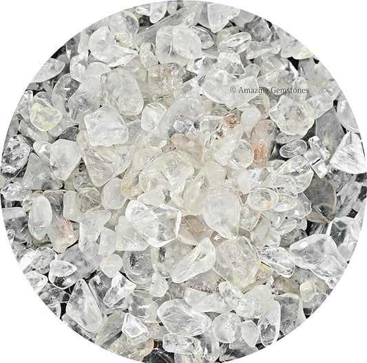Amazing Gemstone Clear Quartz Crystal Chips and Tiny Crystals for Aquarium Gravel - Bulk Fish Tank Gravel, Small Tumbled Stone Chips and Tiny Crystals for Decoration (Natural AAA Grade Gemstones)