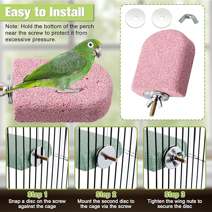 4 Pack Bird Beak Grinding Stone, Pumice Lava Ledge for Birds, Chinchillas, Hamsters, Parrots, Bird Perch Stand Climbing Ledge, Teeth & Beak Grinding Block (Short)