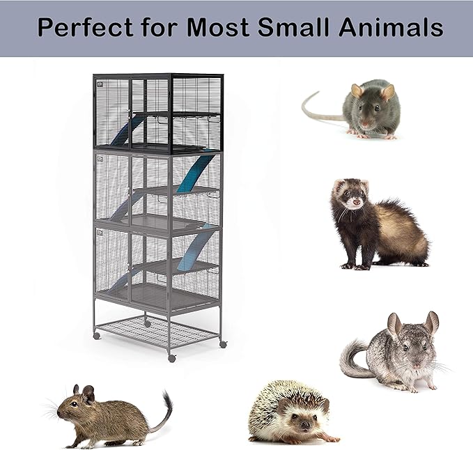 Critter Nation by MidWest Homes for Pets Add-On Unit, Small Animal Cage Extension for Rats, Chinchillas, Ferrets and Sugar Gliders, with Full-Width Doors, Ramps, Resting Shelf and Removable Base Pan