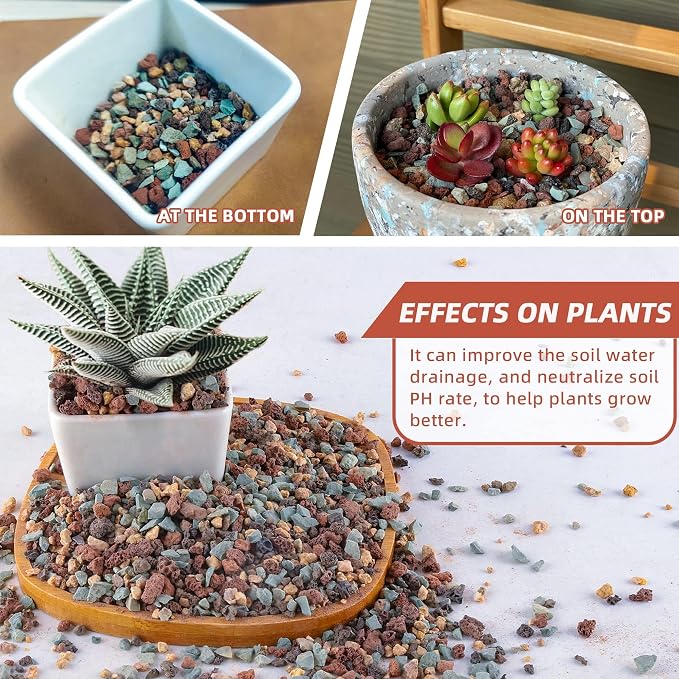 15lb Mix Horticultural Lava Rock Pebbles Pumice Potting Soil Amendment Succulent Cactus Bonsai Gritty Rock Decorative Gravel Plant Drainage Volcanic Rock for Aquarium Fairy Gardening Top Dressing