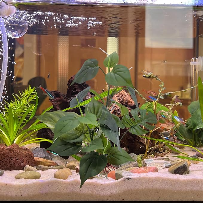 M2cbridge Fish Tank Plastic Soft Grass Artificial Water Plants 12" 2pcs | zero maintenance, soft without scratching, healthy underwater home