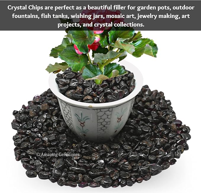 Amazing Gemstone Garnet Crystal Chips Aquarium Gravel Rocks - 1000+ Carat Garnet Chips Bulk Fish Tank Gravel, Small Tumbled Stone Chips and Tiny Crystals for Decoration (Natural AAA Grade Gemstones)