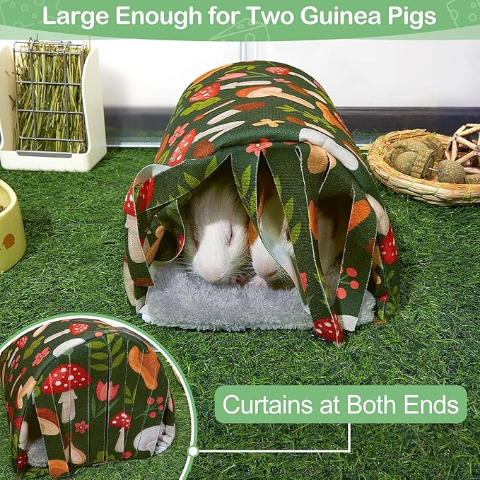 Washable Guinea Pig Tunnel with Curtains - Cozy Hamster Hideout Fit for Small Animals - Soft Accessories for Hamster/Chinchilla/Bunny