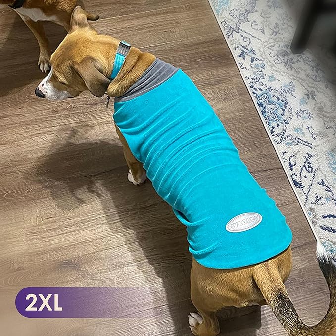 cyeollo 2 Pack Dog Sweater Fleece Vest Pullover Pet Sweatshirt Reflective Lightweight Dog Clothes for Large Dogs Boy Girl Pet Apparel, Teal & Grey XXXL