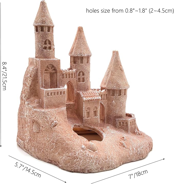 M2cbridge Aquarium Decor Antique Roman Column Ruin European Castle Underwater Landscape(Sandrock Castle)