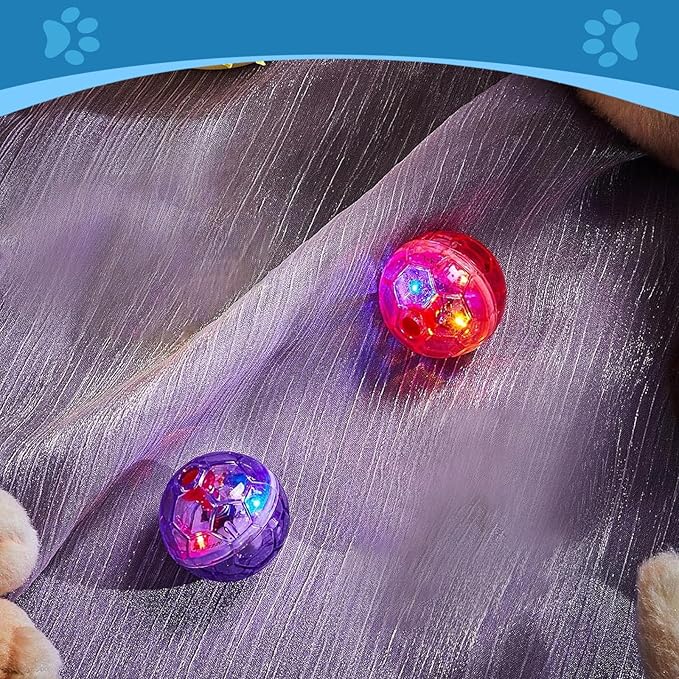 Sratte 2 Pcs Ghost Hunting Cat Ball Activated Cat Toy Motion LED Light Pet Balls Motion Dog Interactive Pet Toys Glowing Mini Running Exercise Supplies for Animals Activity (Pink,Purple)