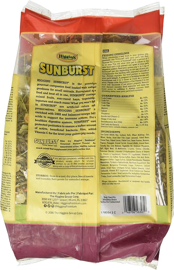 Higgins Sunburst Gourmet Food Mix for Guinea Pigs, 3 Pound