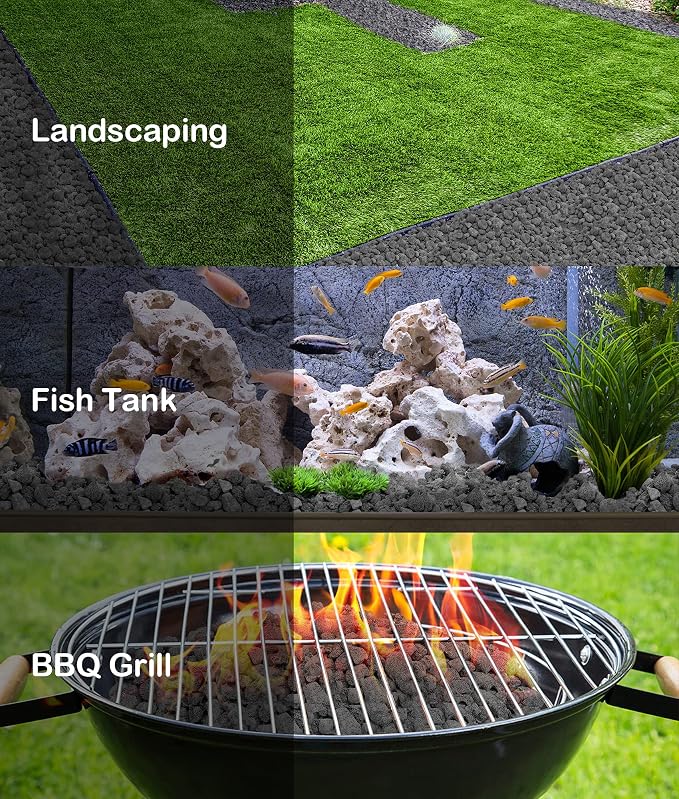 Stanbroil 10 Pounds Black Lava Rock Granules, Decorative Landscaping for Fire Bowls, Fire Pits, Gas Log Sets, Indoor or Outdoor Fireplaces(1 1/5" - 2") (Pack of 2)