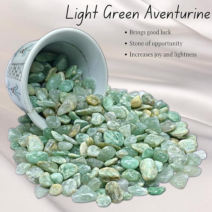 Amazing Gemstone Light Green Aventurine Crystal Chips Aquarium Gravel Rocks - Green Aventurine Chips Bulk Fish Tank Gravel, Small Tumbled Stone Chips and Tiny Crystals for Decoration