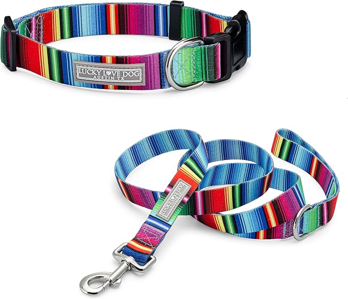 Lucky Love Dog - Adjustable Dog Collar and Leash Set with Easy Click Buckle for Small Dogs, Durable, & Comfortable Collar for Male & Female Dogs, Puppies & Adult Ones - Nacho Combo, Small