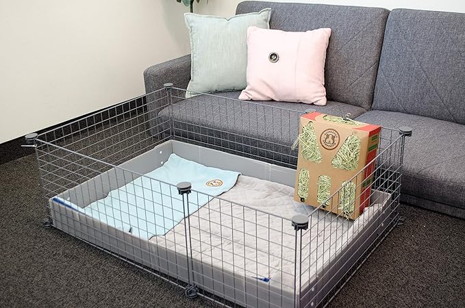 GuineaDad Original Reusable Cage Liner – Blue Fleece Bedding with Burrowing Pocket – Extra Absorbent Core & Waterproof Bottom – Fits C&C 2x4 Guinea Pig Cages – Small Animal Supplies