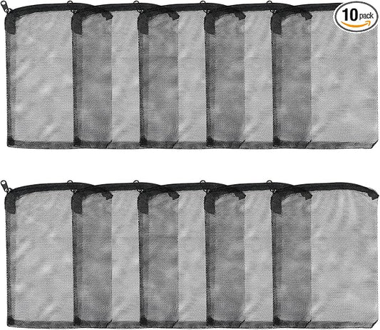 AQUANEAT 10pcs Aquarium Filter Media Bags, Fish Tank Coarse Mesh Bags with Plastic Zipper for Activated Carbon(5.5" x 8")