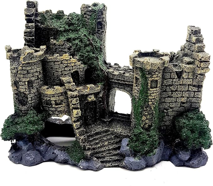 Ulalaza Aquarium Decorations Landscaping Tree Stump Hole Rock Cave Hideouts Stone Fish Tank Resin Driftwood Painted with Realistic Details Over House Supplies Castle Accessories