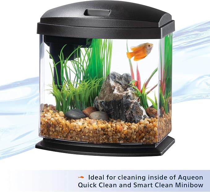 Aqueon Aquarium Algae Scraper, Fish Tank Cleaning Magnet, Mini | Magnetic aquarium glass cleaner for acrylic, curved pad cleans flat and curved surfaces