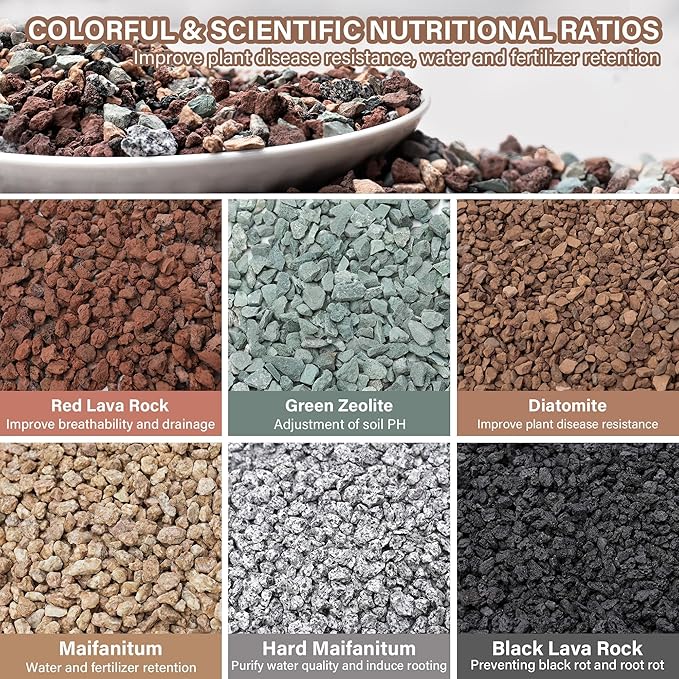 NUPICK 3lb Mix Horticultural Lava Rocks for Plants, 3/8" Gravel for Cactus | Colorful Succulent Potting Soil Amendments, Decorative Bonsai Gritty Rock, Pumice for Plants, Vase Fillers, Top Dressing