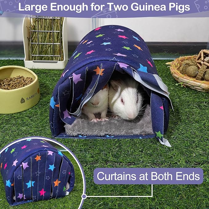 Washable Guinea Pig Tunnel with Curtains - Cozy Hamster Hideout Fit for Small Animals - Soft Accessories for Hamster/Chinchilla/Bunny
