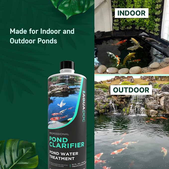 AquaDoc Pond Water Clarifier - Enzyme-Based Treatment for Fish Ponds, 32 oz | Helps Clear Cloudy Water and Reduce Sludge in Koi & Fish Ponds - Made in USA