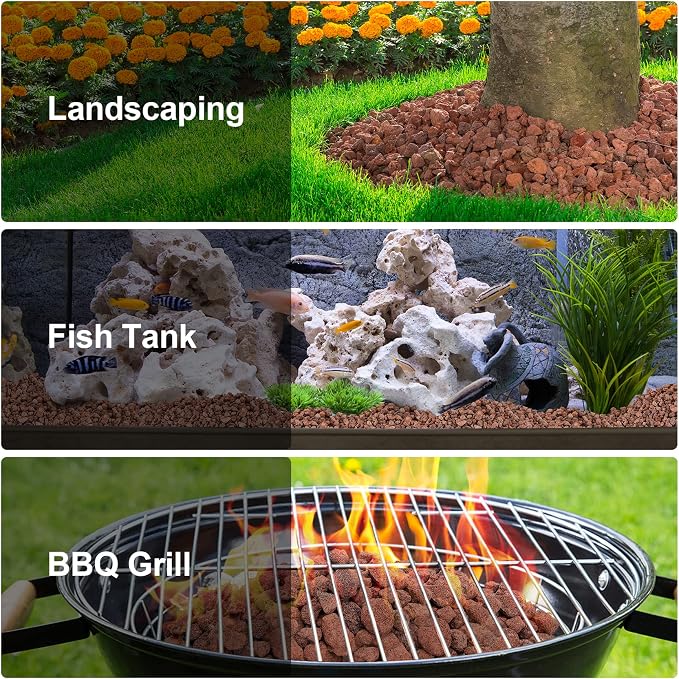Stanbroil Red Lava Rock Granules, Decorative Rock 10 Pounds (0.1"-0.2") | for Fire Pits, Fire Bowls, Gas Log Sets, Indoor or Outdoor Fireplaces