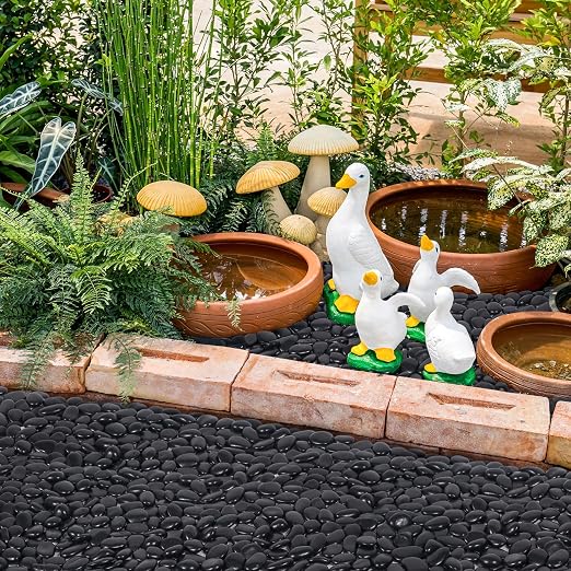 GreatBuddy 30-lb Black River Rocks for Landscaping, 1-2 Inches Black Polished Pebbles, Decorative Rocks for Plants Indoor& Outdoor, Garden Landscaping, Aquariums, Vases, Potted Plants, Home Decor