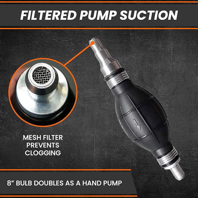 Deluxe Siphon Pump for Gas, Diesel & Water - 8' Hose, 4 Gls/Min