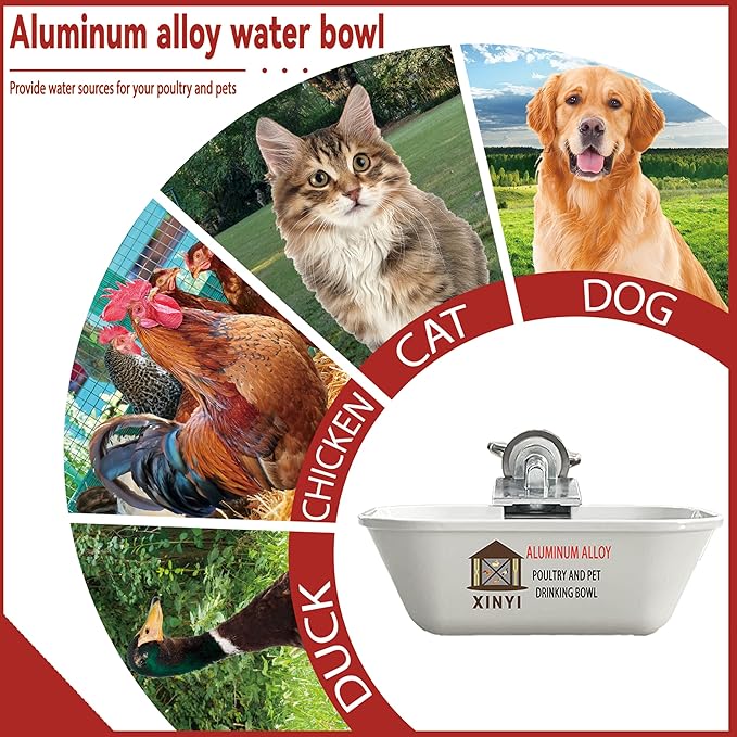 XINYI 4pcs Aluminum Alloy Chicken Water Cups, Metal Chicken Water Feeder for Small Animals, Dog, Cat, Bunnies, Ferret, Hamster, Guinea Pig, Chinchillas, Mice, Rats, Goat, Bird, Rabbit Water Bowl
