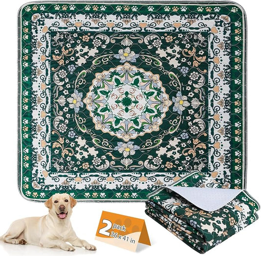 KOOLTAIL Washable Pee Pads for Dogs, 2 Pack Super Absorbent Reusable Puppy Training Pads Waterproof, Nonslip and Leak-Proof Dog Pee Pads, Large Pet Mats Whelping Pads for Floor, Crate, Couch 36*41
