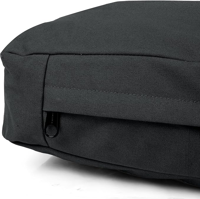 WHITEDUCK Outdoor Dog Bed Heavy-Duty 12oz Canvas, Water-Repellent Cotton, Machine Washable Removable Cover with Full-Length Zipper, Dog Bed for Large Dogs & Crate, (Black) 35" Lx20 Wx4.3 th (M)