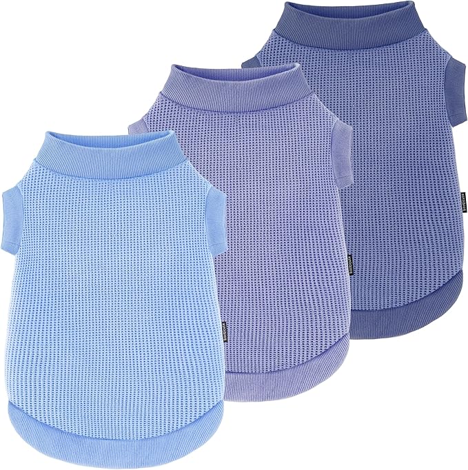 3 Pack Dog Shirt for Small Supplies Functional Waffle Dog Clothes Warm Soft Sweatshirt Outfit for Dogs Cats Pet Apparel