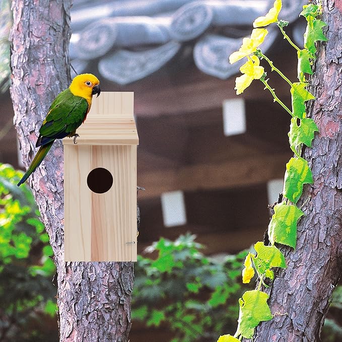 Bird Houses for Outside Clearance, Cedar Finch Bluebird Box House for Outside Clearance Wood Bluebird Box House Cedar Wren Hummingbird Birdhouse,Assembled,Natural, 1Pack