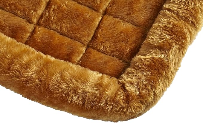 MidWest Homes for Pets QuietTime Dog Bed - Cinnamon Faux Fur Bolster, Ultra-Soft and Machine Washable, Fits 48-Inch Crates and Carriers, for Extra-Large Breed Dogs