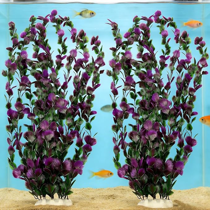 Tfwadmx Large 25.6 inch Aquarium Plants 2 Pcs Tall Artificial Water Seaweed for Fish Tank Decor Plastic Plant for Fish Shrimp About