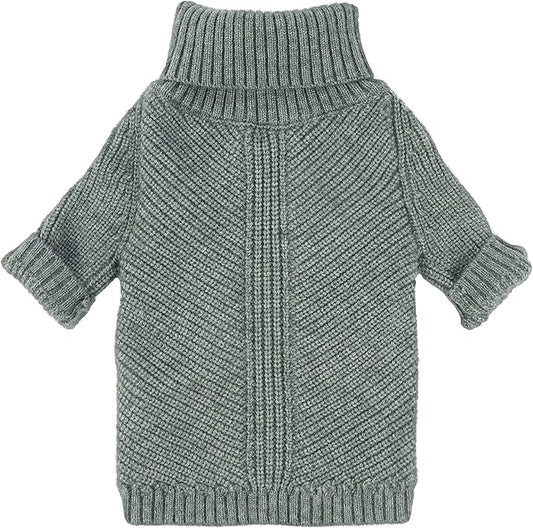 Fitwarm Dog Turtleneck Sweater, Thermal Knitted Pet Coat, Dog Winter Clothes for Small Dogs, Cat Apparel, Heather Grey, Medium
