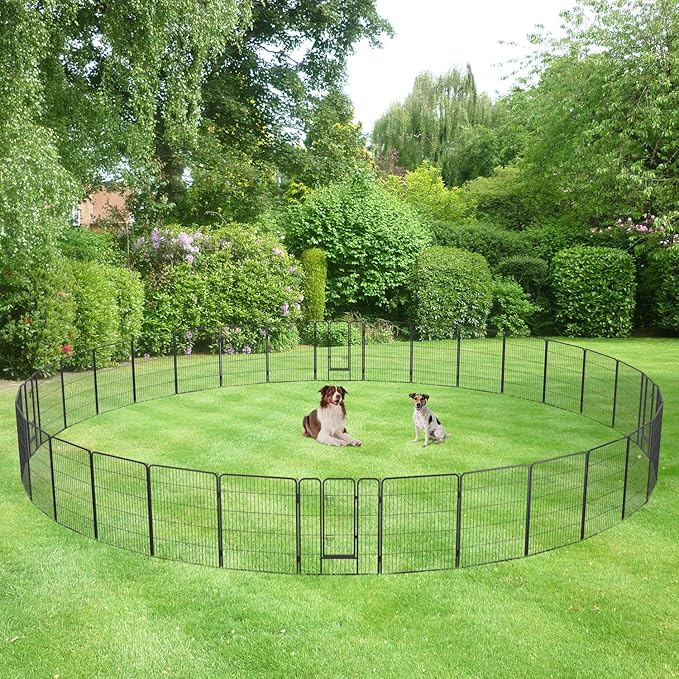 FDW Dog Playpen Dog Pen Dog Kennel 32 Panels 40 Inch Hight Indoor Outdoor Folding Metal Portable Puppy Exercise Pen Heavy Duty Dog Fence for Yard Camping,Black